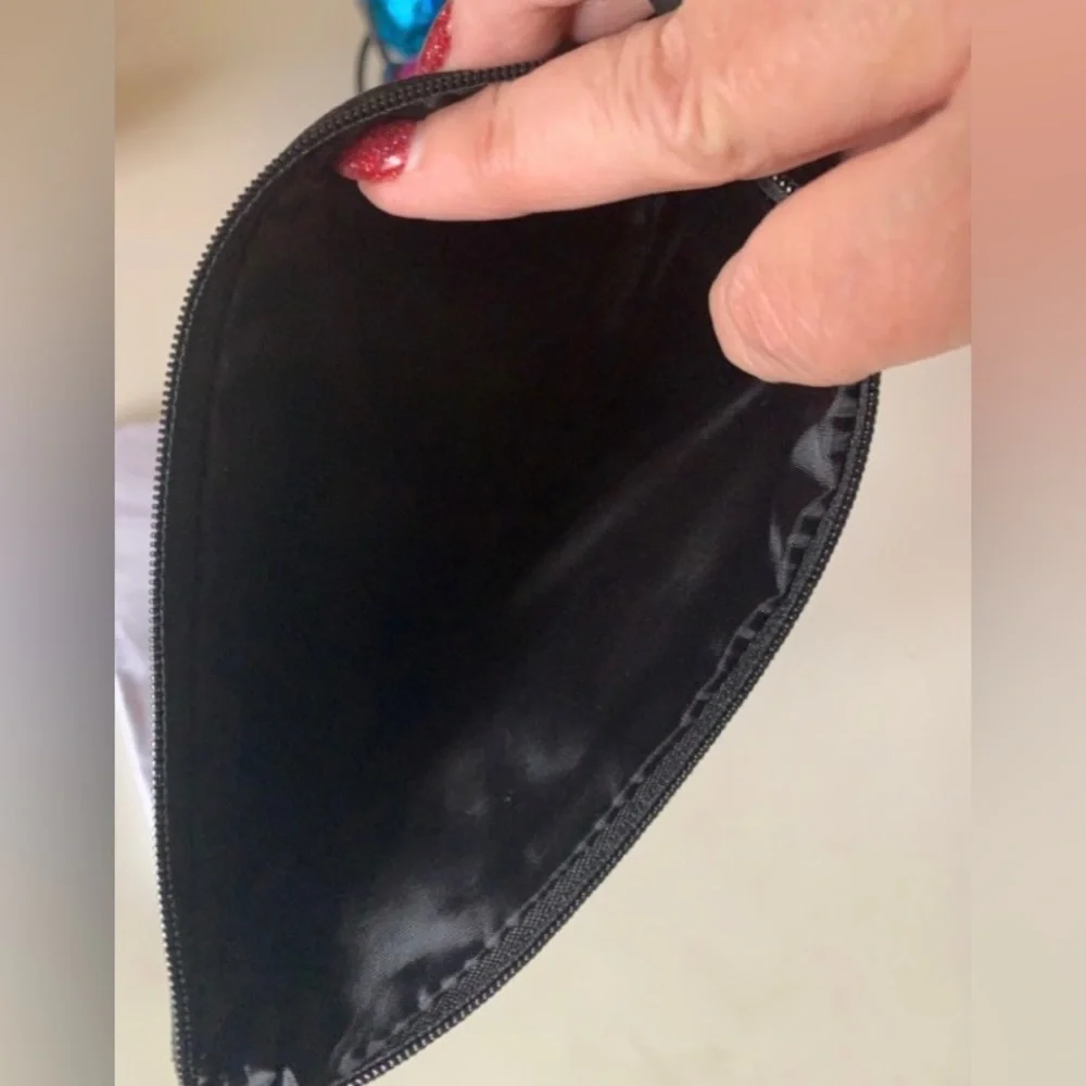 NWT Donna Karan Black Suede Cosmetics Bag